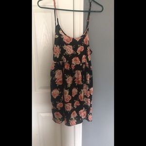 Black & pink floral dress w side lace up!